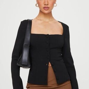 Princess Polly Black Button-Up Blouse